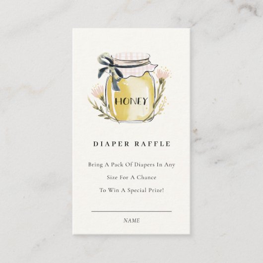 Cute Pastel  Honey Jar Diaper Raffle Baby Shower エンクロージャーカード (正面)