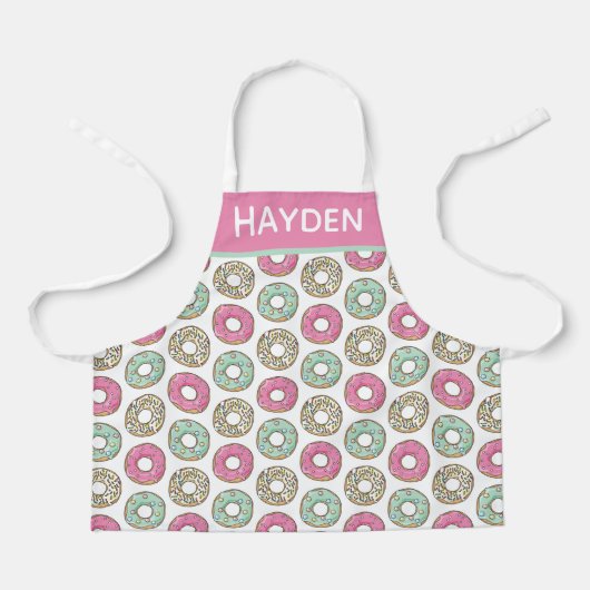 Cute Pastel Icing Donuts Pattern Personalised エプロン (正面)