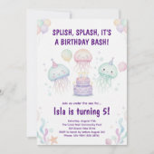 Cute Pastel Jellyfish Birthday Party Invitation 招待状 (正面)