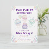 Cute Pastel Jellyfish Birthday Party Invitation 招待状 (スタンド正面)