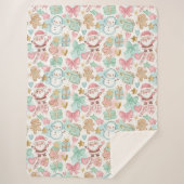 Cute Pastel Kawaii Winter Santa & Snowman Pattern シェルパブランケット (正面)