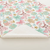 Cute Pastel Kawaii Winter Santa & Snowman Pattern シェルパブランケット (3/4)