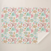 Cute Pastel Kawaii Winter Santa & Snowman Pattern シェルパブランケット (正面(横))