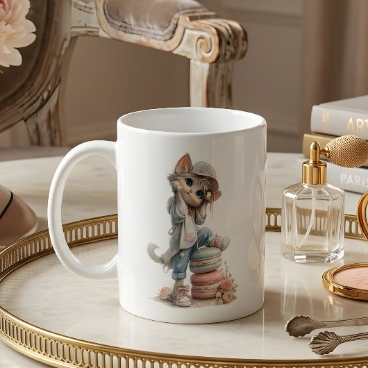 Cute Pastel Kitten Macaron Lover Coffee Mug コーヒーマグカップ