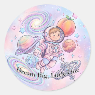 Cute Pastel Little Astronaut Sticker - Dreamy Spac ラウンドシール