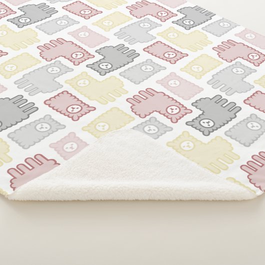 Cute Pastel Llama Puzzle Pattern シェルパブランケット (3/4)