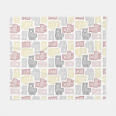 Cute Pastel Llama Puzzle Pattern フリースブランケット (正面(横))
