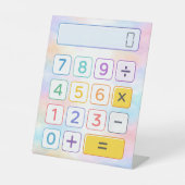 Cute Pastel Maths Calculator Desk Art for Kids 台座サイン (正面)