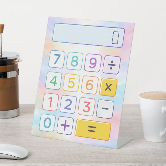 Cute Pastel Maths Calculator Desk Art for Kids 台座サイン (インサイチュ)