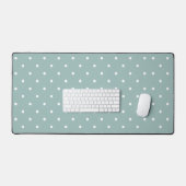 Cute Pastel Mint Green With White Polka Dot Spots デスクマット (キーボード&マウス)