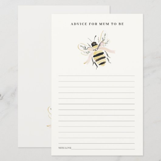 Cute Pastel Mum To Bee Advice For Mum Baby Shower (正面/裏面)