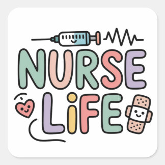Cute Pastel Nurse Life Sticker – Kawaii Medical  スクエアシール