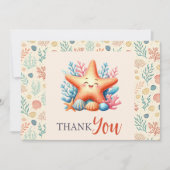 Cute Pastel Ocean Starfish Custom Baby Shower サンキューカード (正面)
