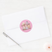 Cute Pastel Owl Friends Sticker Sheet ラウンドシール (封筒)