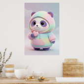 Cute Pastel Panda Hoodie | Kawaii Panda Art Poster ポスター (キッチン)