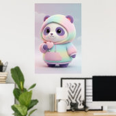 Cute Pastel Panda Hoodie | Kawaii Panda Art Poster ポスター (ホームオフィス)
