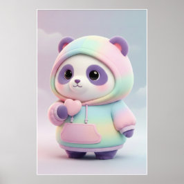 Cute Pastel Panda Hoodie | Kawaii Panda Art Poster ポスター