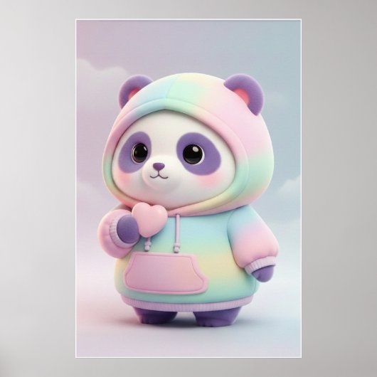 Cute Pastel Panda Hoodie | Kawaii Panda Art Poster ポスター (正面)