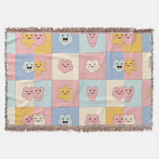 Cute Pastel Patchwork Blanket スローブランケット (正面)
