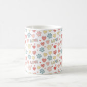 Cute Pastel Paw Prints and Hearts "LOVE" Pattern  コーヒーマグカップ (中央)