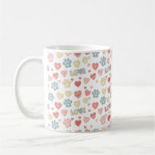 Cute Pastel Paw Prints and Hearts "LOVE" Pattern  コーヒーマグカップ (左)