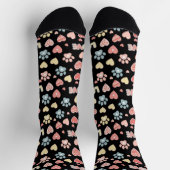 Cute Pastel Paw Prints and Hearts Pattern "LOVE" ソックス (上部)