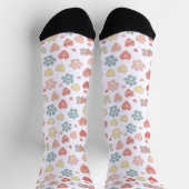Cute Pastel Paw Prints and Hearts Pattern "LOVE"  ソックス (上部)