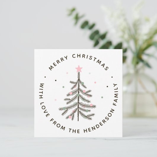 Cute Pastel Pine Tree Photo Holiday Card シーズンカード (スタンド正面)