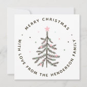 Cute Pastel Pine Tree Photo Holiday Card シーズンカード (正面)