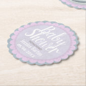 Cute Pastel Pink and Grey Custom Baby Shower ペーパーコースター (アングル)