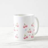 Cute Pastel Pink Cherry Pattern Coffee Mug コーヒーマグカップ (正面右)