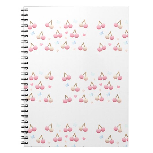 Cute Pastel Pink Cherry Pattern Notebook ノートブック (正面)