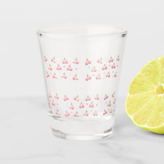 Cute Pastel Pink Cherry Pattern Shot Glass ショットグラス