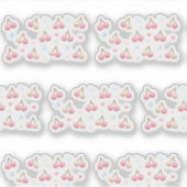 Cute Pastel Pink Cherry Pattern Sticker シール (正面)
