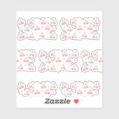 Cute Pastel Pink Cherry Pattern Sticker シール (シート)