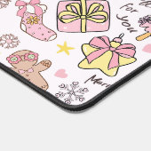 Cute Pastel Pink Christmas Ornaments Pattern デスクマット (コーナー)