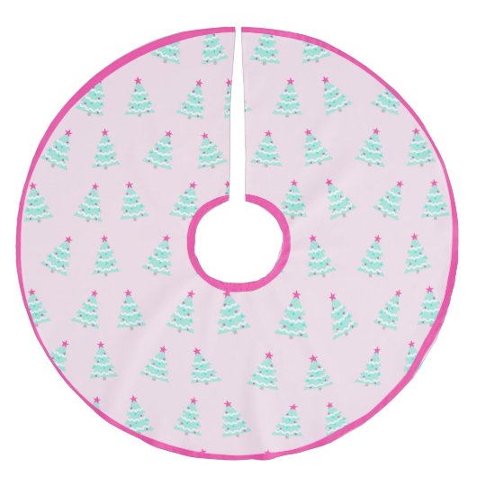 Cute Pastel Pink Christmas Tree Skirt  ブラッシュドポリエステルツリースカート (正面)