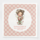 Cute Pastel Pink Fairy Floral 1st Birthday Napkin (正面)