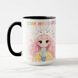 Cute Pastel Pink Hair Stay Hydrated graphic Mug マグカップ