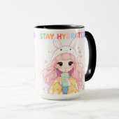 Cute Pastel Pink Hair Stay Hydrated graphic Mug マグカップ (正面右)