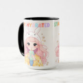 Cute Pastel Pink Hair Stay Hydrated graphic Mug マグカップ (正面左)