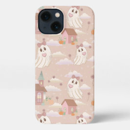 Cute Pastel Pink Halloween Ghost iPhone 13ケース