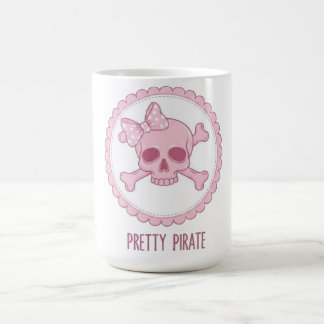 Cute Pastel Pink Skull with Bow and Crossbones Des コーヒーマグカップ