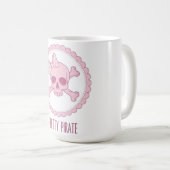 Cute Pastel Pink Skull with Bow and Crossbones Des コーヒーマグカップ (正面右)