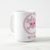 Cute Pastel Pink Skull with Bow and Crossbones Des コーヒーマグカップ (正面左)