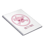 Cute Pastel Pink Skull with Bow and Crossbones Des ノートブック (右側)