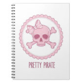 Cute Pastel Pink Skull with Bow and Crossbones Des ノートブック (正面)