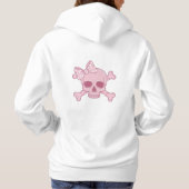 Cute Pastel Pink Skull with Bow and Crossbones Des パーカ (裏面)