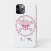 Cute Pastel Pink Skull with Bow and Crossbones Des Case-Mate iPhoneケース (裏)
