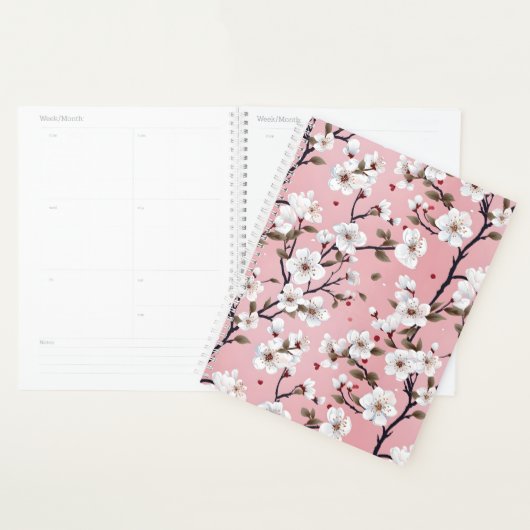 Cute Pastel Pink White Sakura Tree Branch Asian プランナー手帳 (ディスプレー)